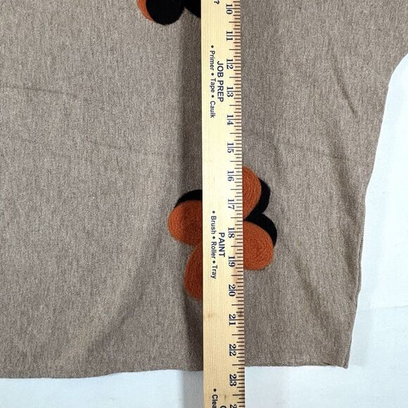 AAEDA Hazelnut Tan Dolma Sleeve Sweater Floral Accents  Pullover - Picture 8 of 12